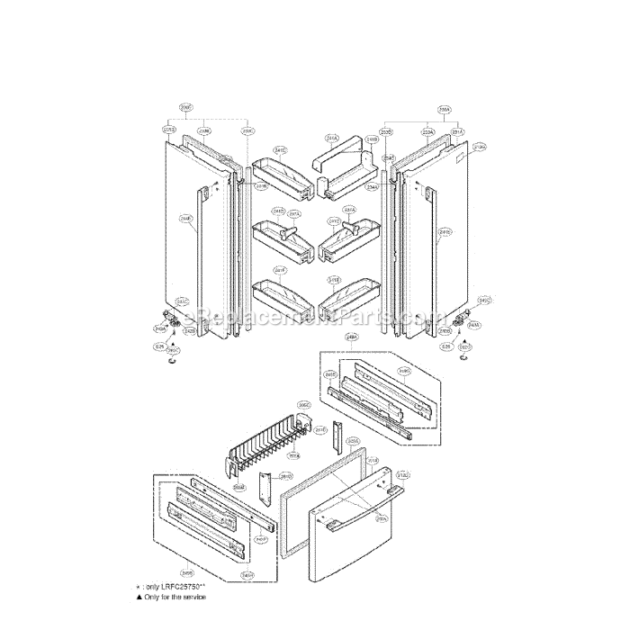 LG LRFC25750SW (00) Refrigerator Door Diagram