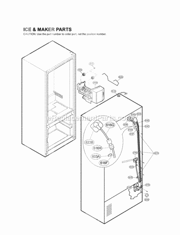 LG LRFD25850ST Bottom Freezer Refrigerator Ice & Maker Parts Diagram