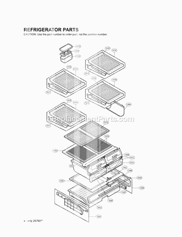 LG LRFD25850ST Bottom Freezer Refrigerator Refrigerator Parts Diagram