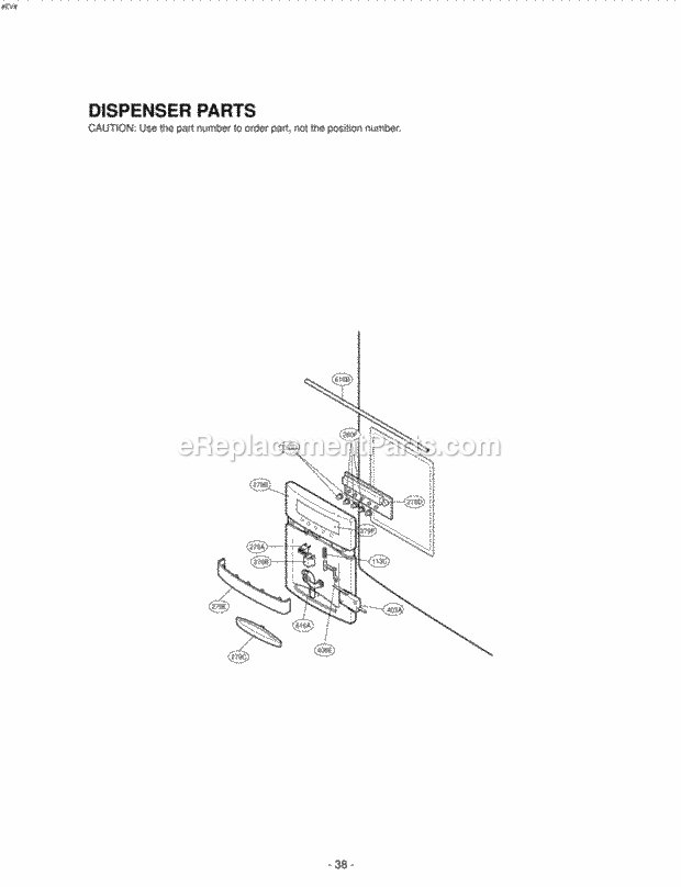 LG LRFD25850TT Bottom Freezer Refrigerator Dispenser Parts Diagram