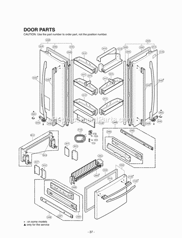 LG LRFD25850TT Bottom Freezer Refrigerator Door Parts Diagram
