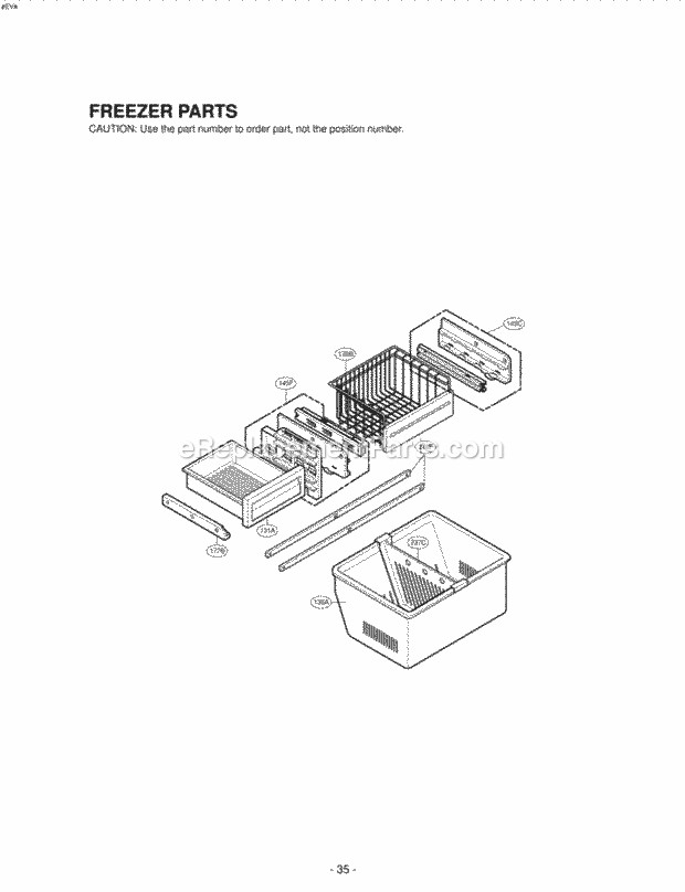 LG LRFD25850TT Bottom Freezer Refrigerator Freezer Parts Diagram