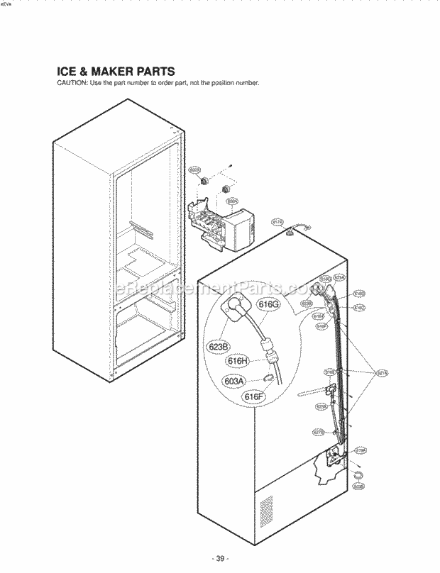 LG LRFD25850TT Bottom Freezer Refrigerator Ice & Maker Parts Diagram