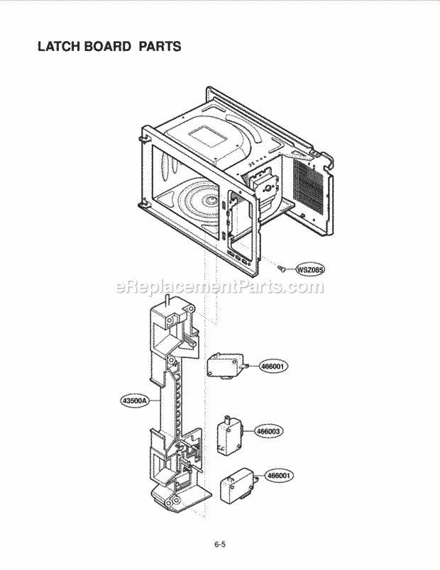 LG LRM1230W Table Top Microwave Oven Latch Board Parts Diagram