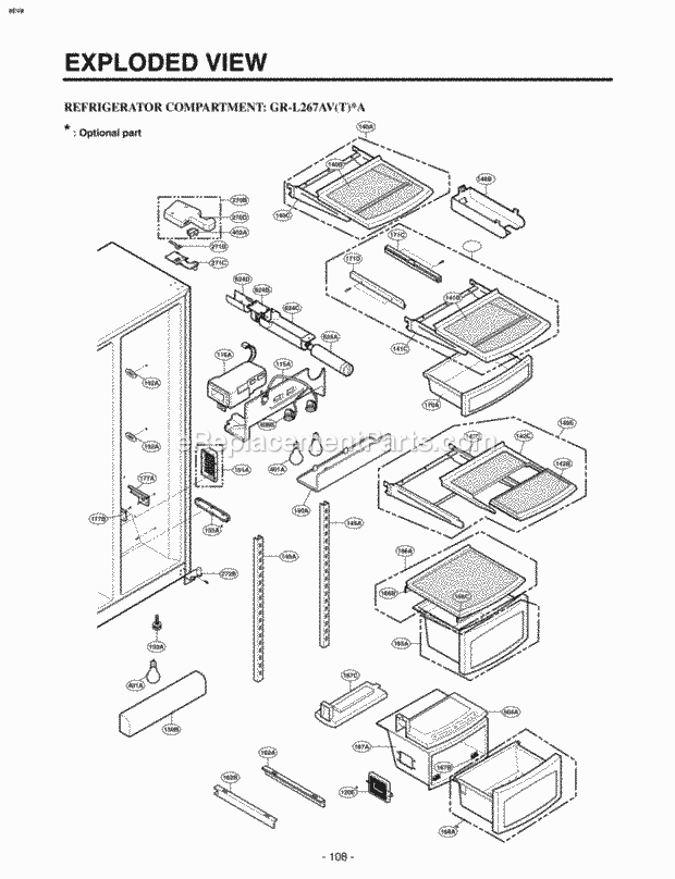 LG LRSC26944TT Side-By-Side Sxs Refrigerator Refrigerator Compartment Exploded View Diagram