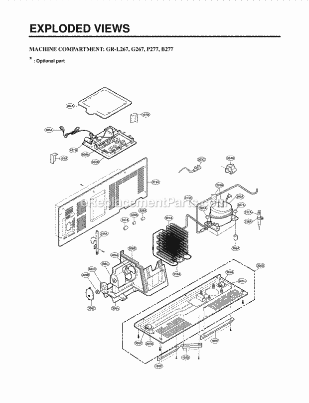 LG LRSC26960TT Side-By-Side Refrigerator Machine Compartment Exploded Views Diagram