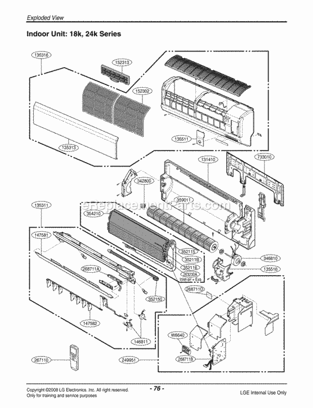 LG LS180HE Room A/C Exploded View Diagram