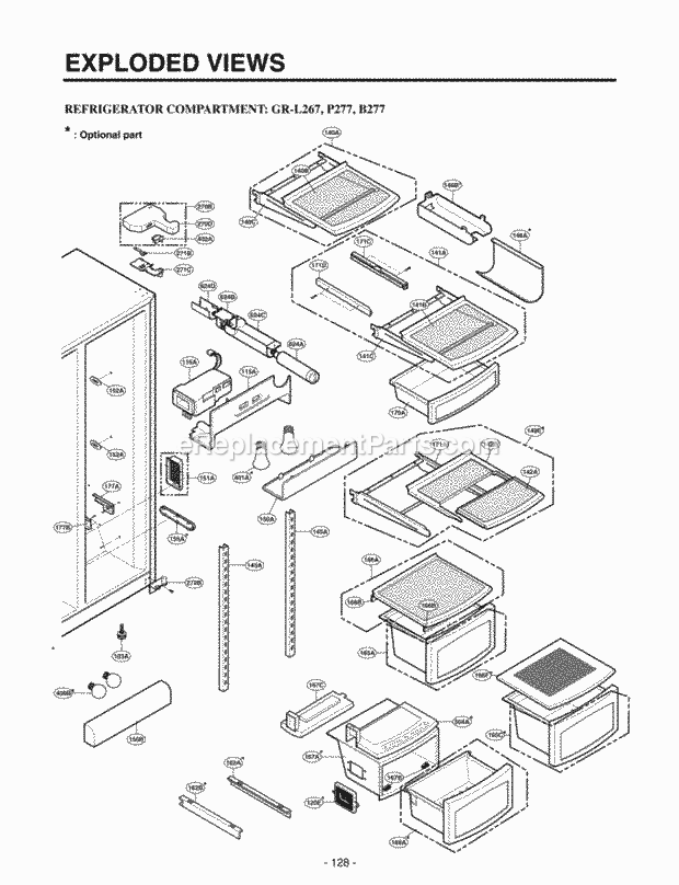 LG LSC26945TT Side-By-Side Refrigerator Refrigerator Compartment Exploded Views Diagram