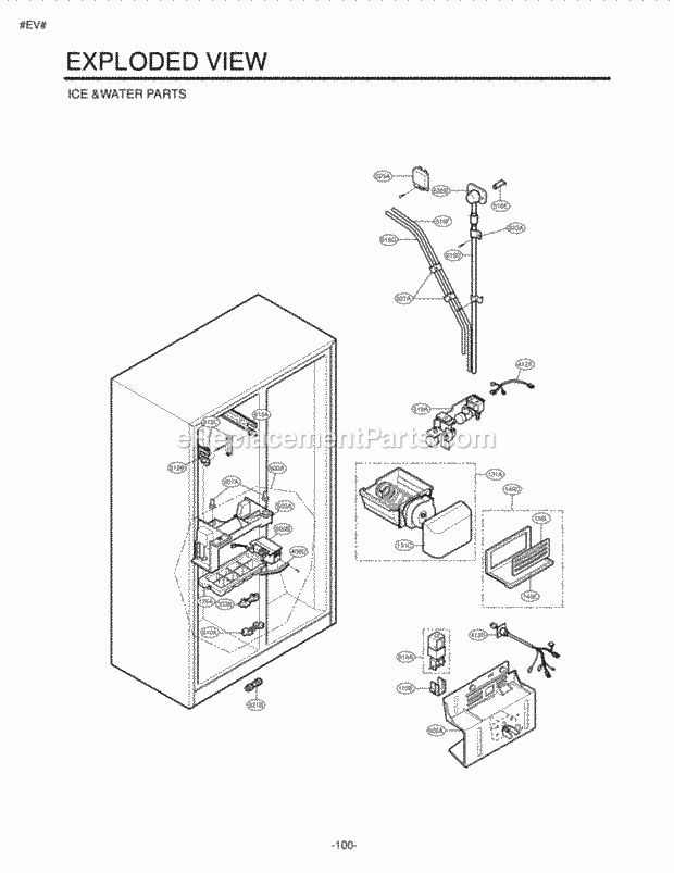 LG LSC27910ST Side-By-Side Side-By-Side Refrigerator Ice &Water Parts Exploded View Diagram