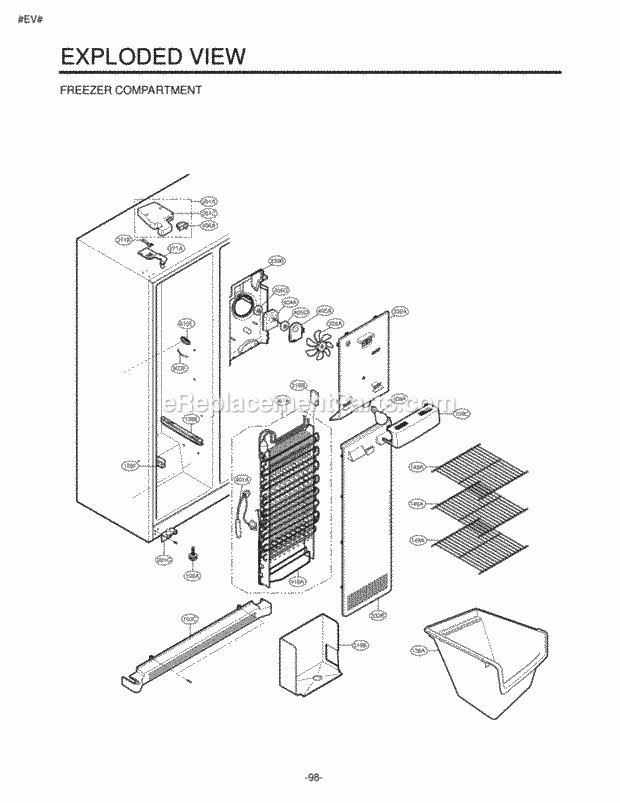 LG LSC27910TT Side-By-Side Side-By-Side Refrigerator Freezer Compartment Exploded View Diagram