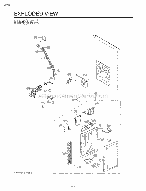 LG LSC27931ST Side-By-Side Side-By-Side Refrigerator Ice & W Ater Part Exploded View Dispenser Diagram