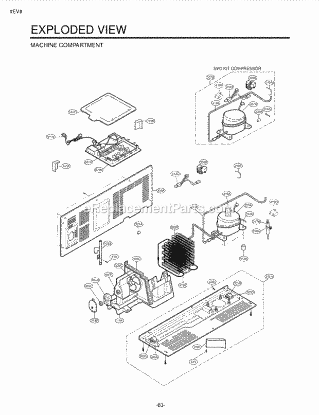 LG LSC27931ST Side-By-Side Side-By-Side Refrigerator Machine Compartment Exploded View Diagram