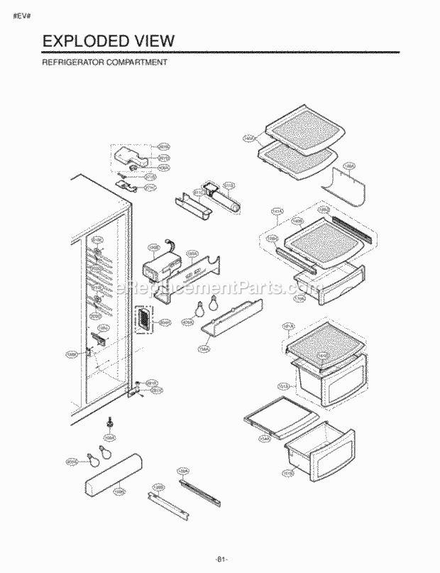 LG LSC27931ST Side-By-Side Side-By-Side Refrigerator Refrigerator Compartment Exploded View Diagram