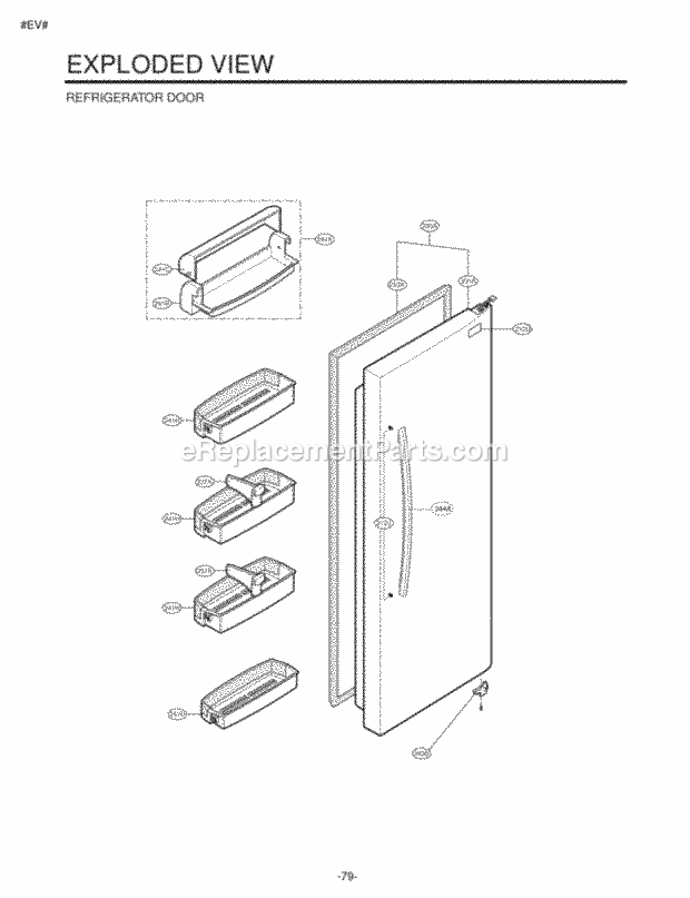 LG LSC27931ST Side-By-Side Side-By-Side Refrigerator Refrigerator Door Exploded View Diagram