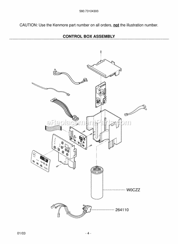 LG LT1030C Room A/C Control Box Assembly Diagram