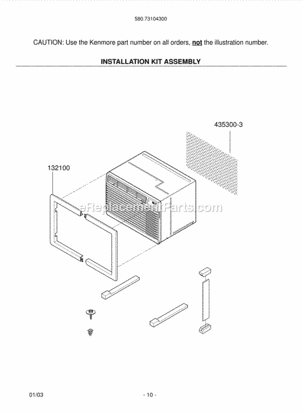 LG LT1030C Room A/C Installation Kit Assembly Diagram