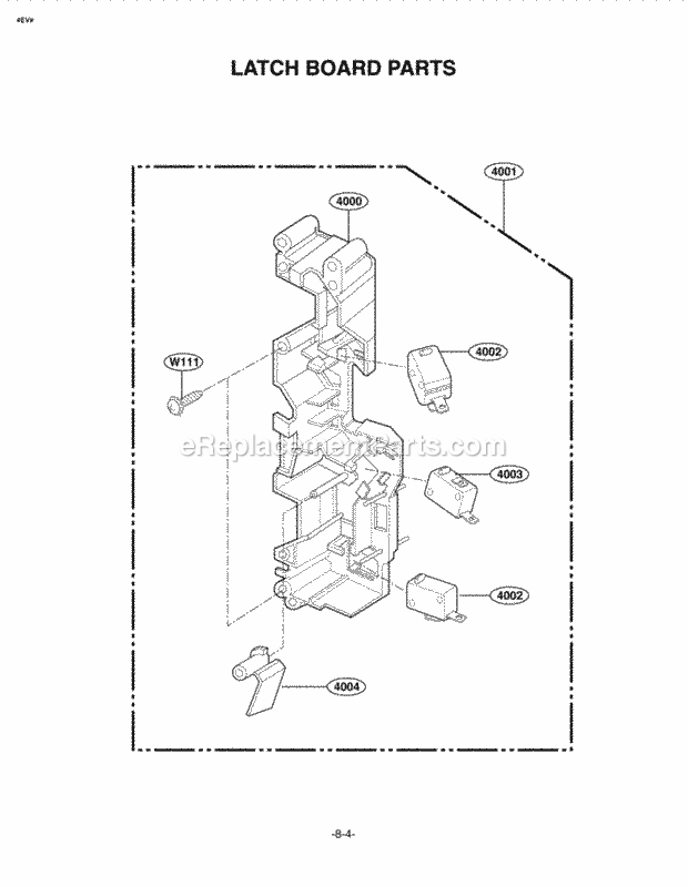 LG MV-1525B Mfg Number Bkegse, Microwave Oven Latch Board Parts Diagram