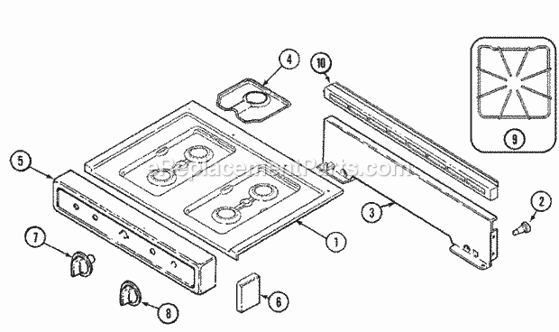 Magic Chef 3121SPW Gas Cooking Top Assembly Diagram