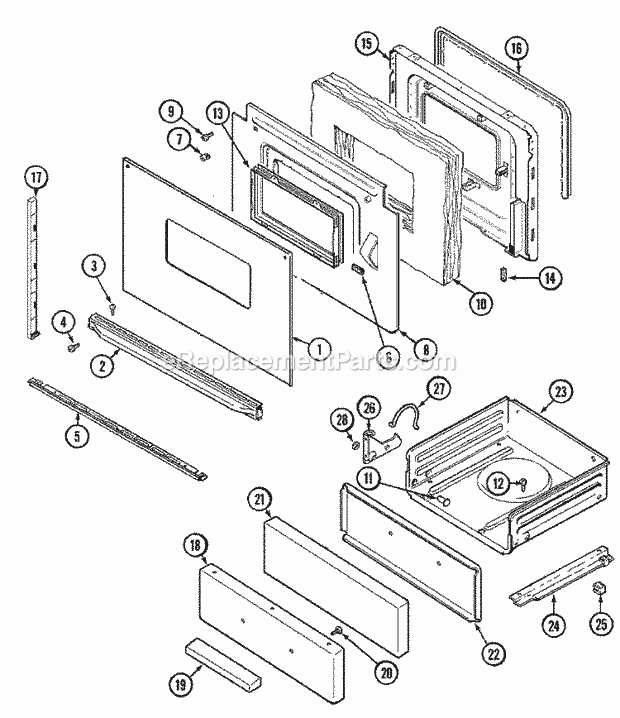 Magic Chef 3121XPS Freestanding, Gas Range Door / Drawer (3121xpx) Diagram