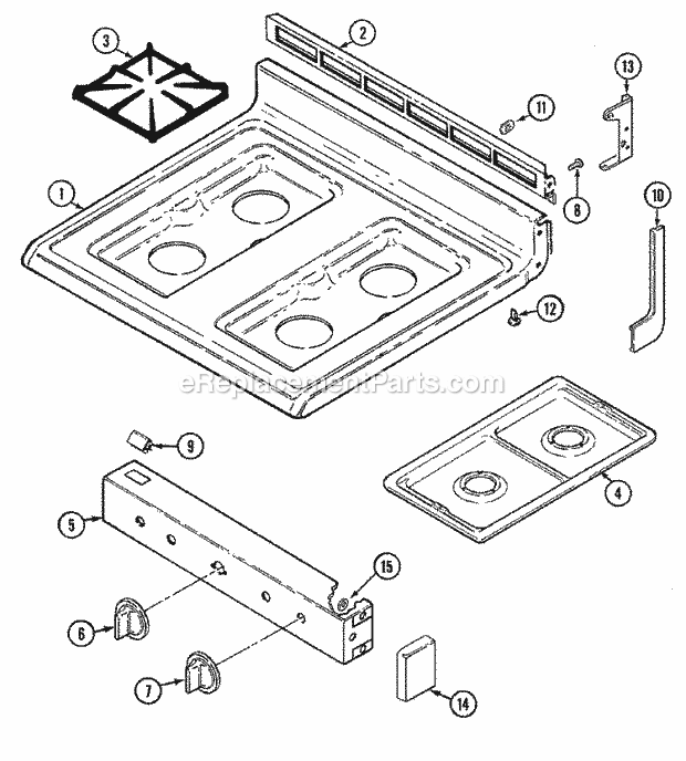 Magic Chef 3121XRA Gas Cooking Top Assembly Diagram