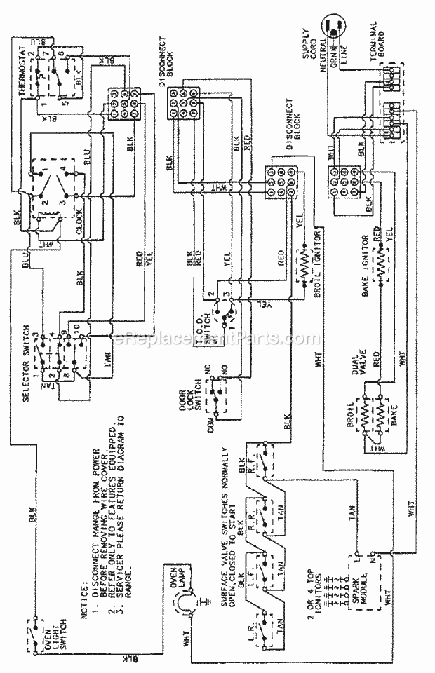 Magic Chef 3448XTS Gas Cooking Wiring Information Diagram