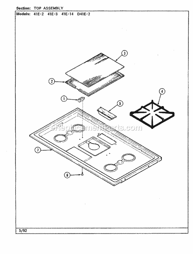 Magic Chef 41EA-14 Gas Cooking Top Assembly Diagram