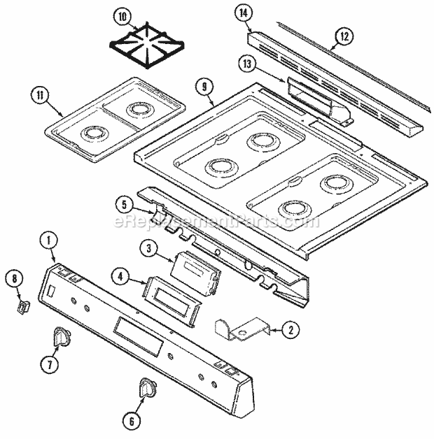 Magic Chef 62S14XAW Gas Cooking Top Assembly Diagram