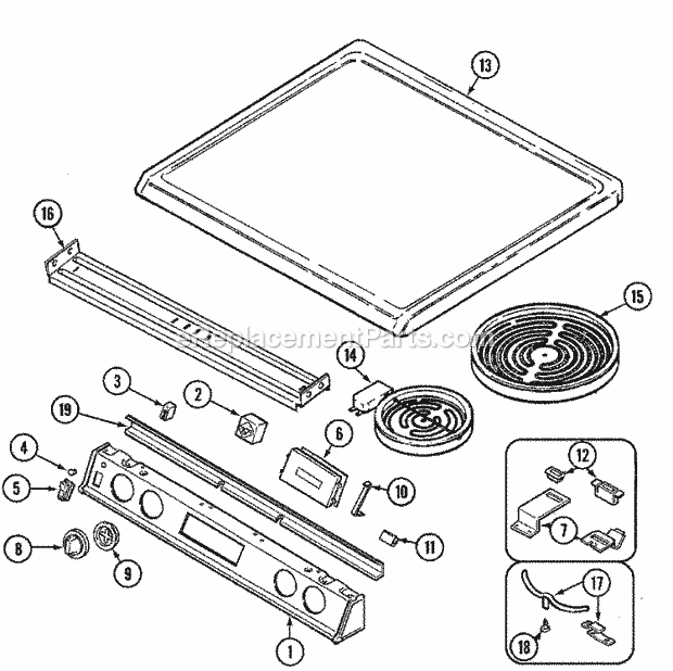 Magic Chef 6898VVV Electric Cooking Top Assembly Diagram
