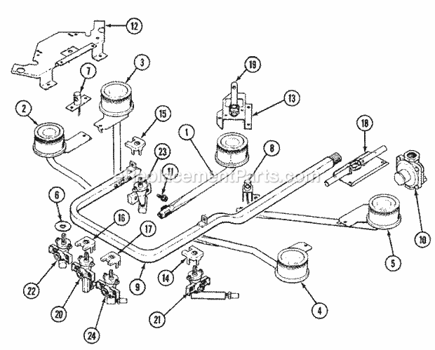 Magic Chef 8321PW Gas Cooking Gas Controls Diagram