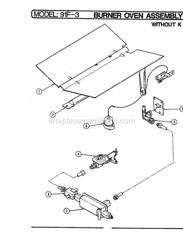 Magic Chef 91FA-3LX Gas Cooking Oven Burner Assembly Diagram