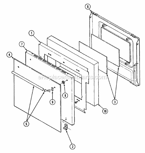 Magic Chef 9854VPV Electric Cooking Door Assembly - Lower (Series 01) Diagram
