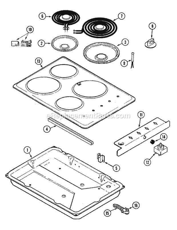 Magic Chef CEC1430AAC Electric Cooking Cooktop (Complete) Diagram