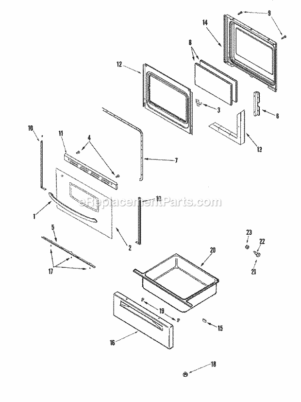 Magic Chef CER3525AAQ Freestanding, Electric Cooking Door / Drawer Diagram