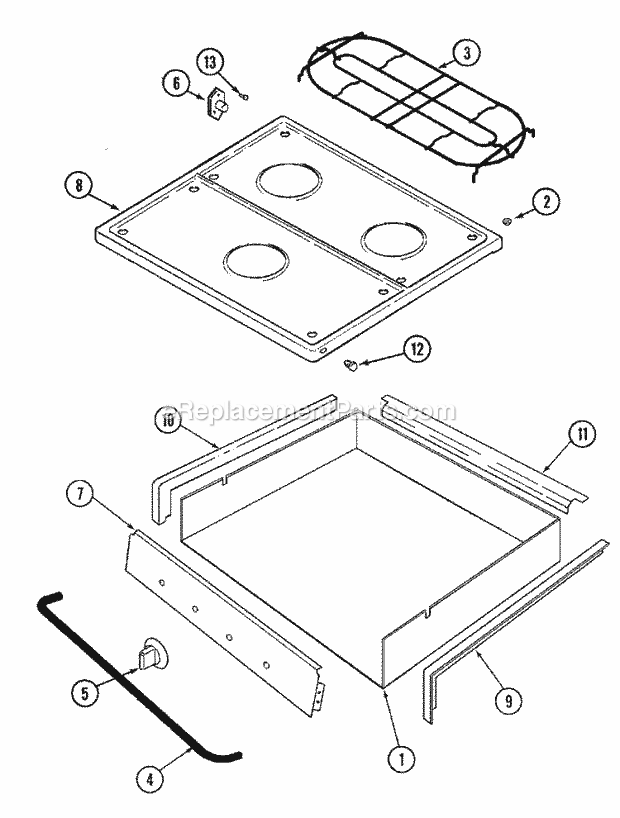 Magic Chef CLZ8501BDL Rv Surface Unit- Gas Top & Burner Box Diagram