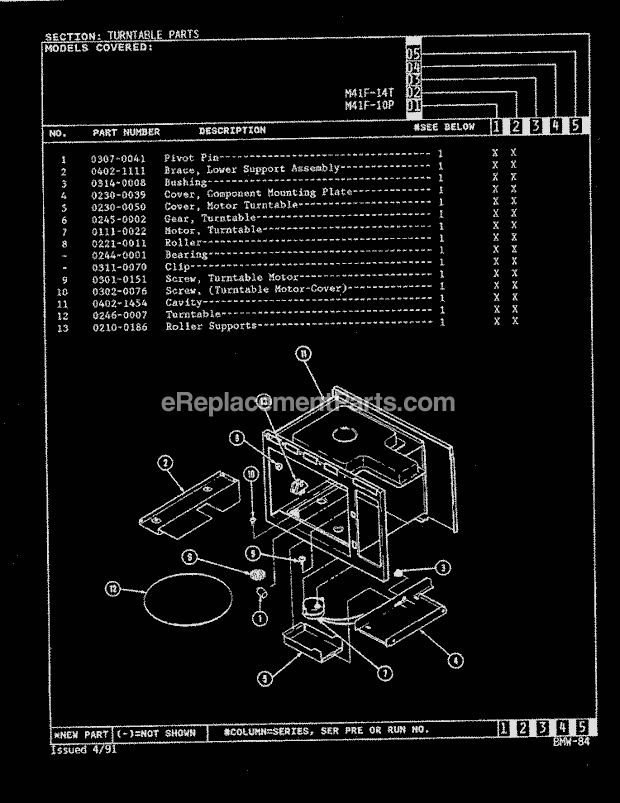 Magic Chef M41F-10P Mwave- Cntrtp / Stand Alone Turntable Diagram