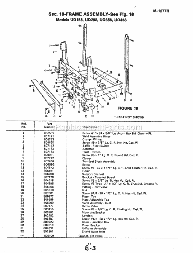 Magic Chef UD458 Dishwasher Frame Assembly (Ud458) Diagram