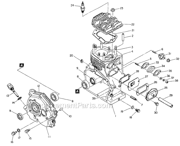 Makita G5501R Generator Crankcase And Cylinder Head Diagram