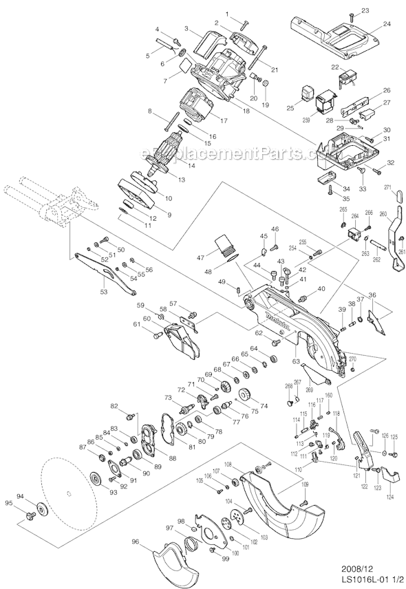 Makita LS1016LX 10" Dual Slide Compound Miter Saw Page B Diagram