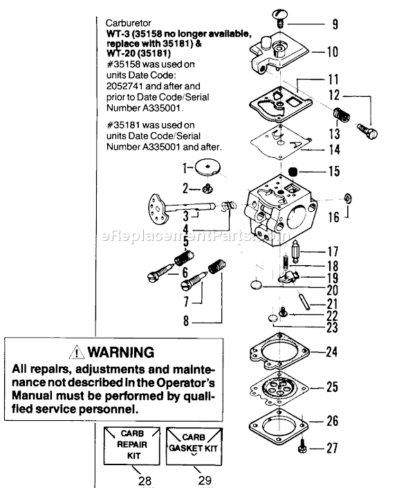 Poulan MICRO XXV Gas Chainsaw Page B Diagram
