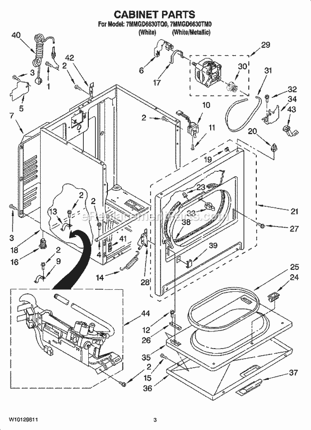 Maytag 7MMGD6630TM0 Residential Residential Dryer Cabinet Parts Diagram