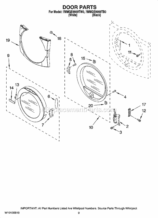 Maytag 7MMGE9959TB0 Residential Residential Dryer Door Parts, Optional Parts (Not Included) Diagram