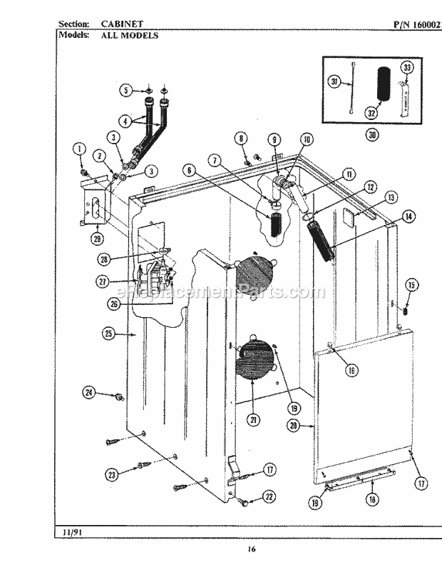 Maytag A104 Washer-Top Loading Cabinet Diagram