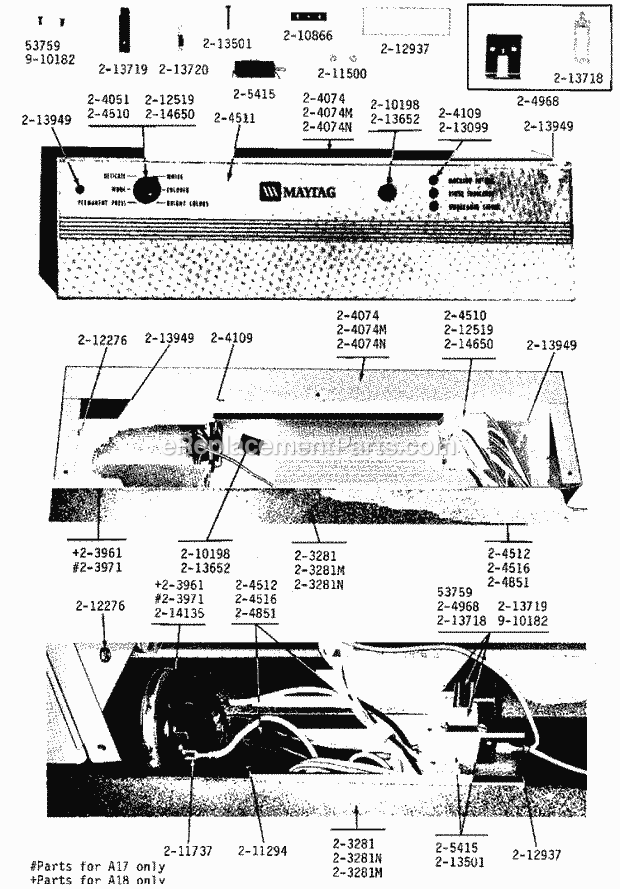 Maytag A17CA Manual, (Washer) Control Panels Diagram