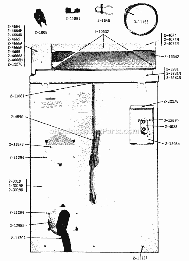 Maytag A17CT Manual, (Washer) Rear View Diagram