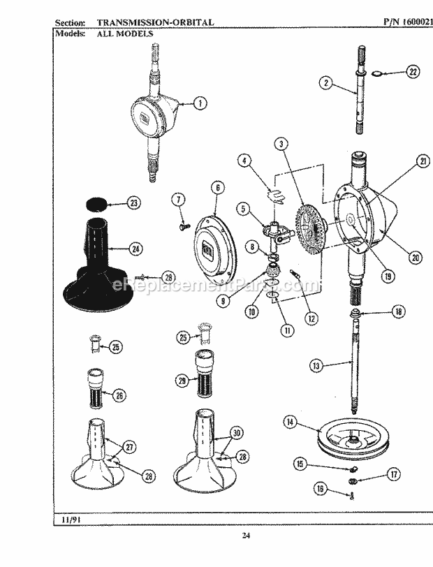 Maytag A211S Washer-Top Loading Transmission - Orbital Diagram