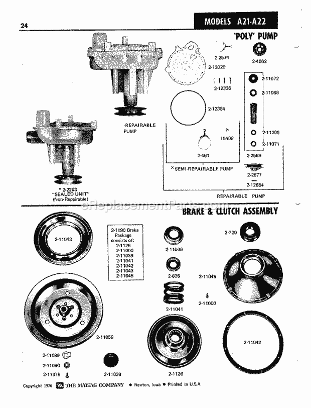 Maytag A22CT Manual, (Washer) `Poly` Pump Diagram