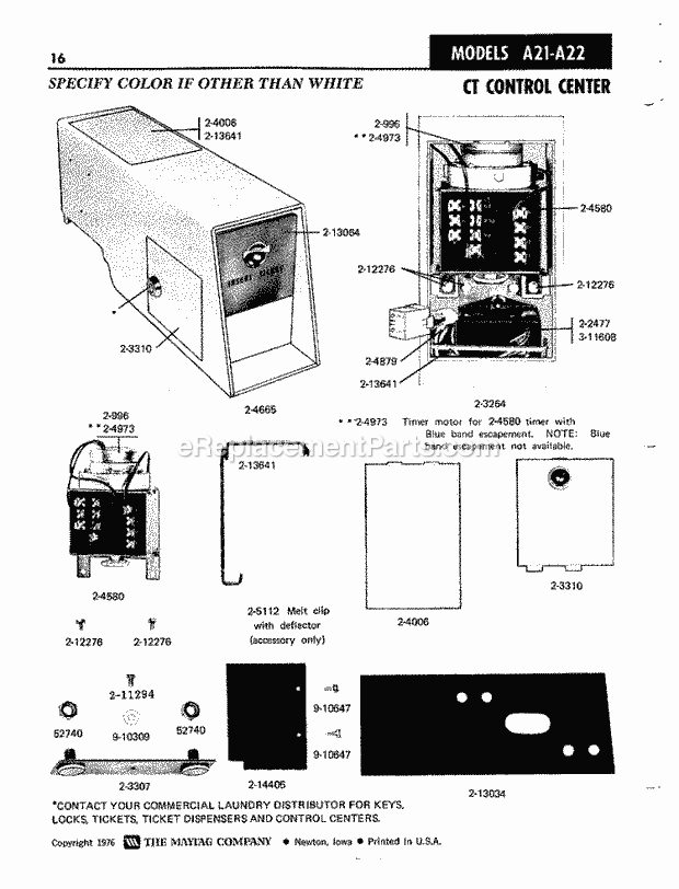 Maytag A22CT Manual, (Washer) Ct Control Center Diagram