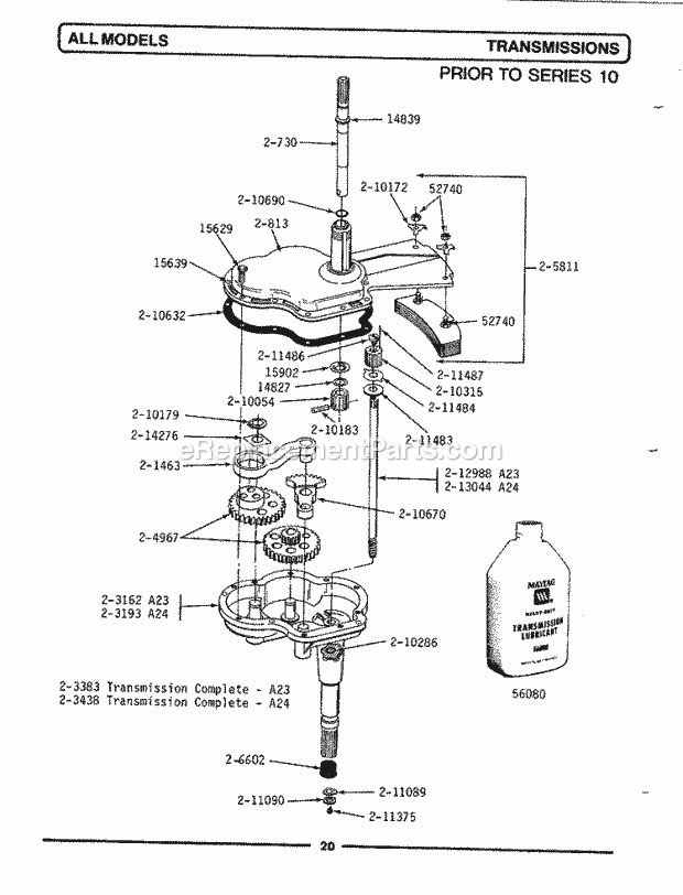 Maytag A23CT Manual, (Washer) Transmission Diagram