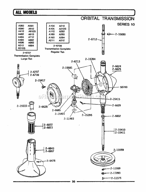 Maytag A512S Residential Maytag Laundry Transmission (Orbital) Diagram