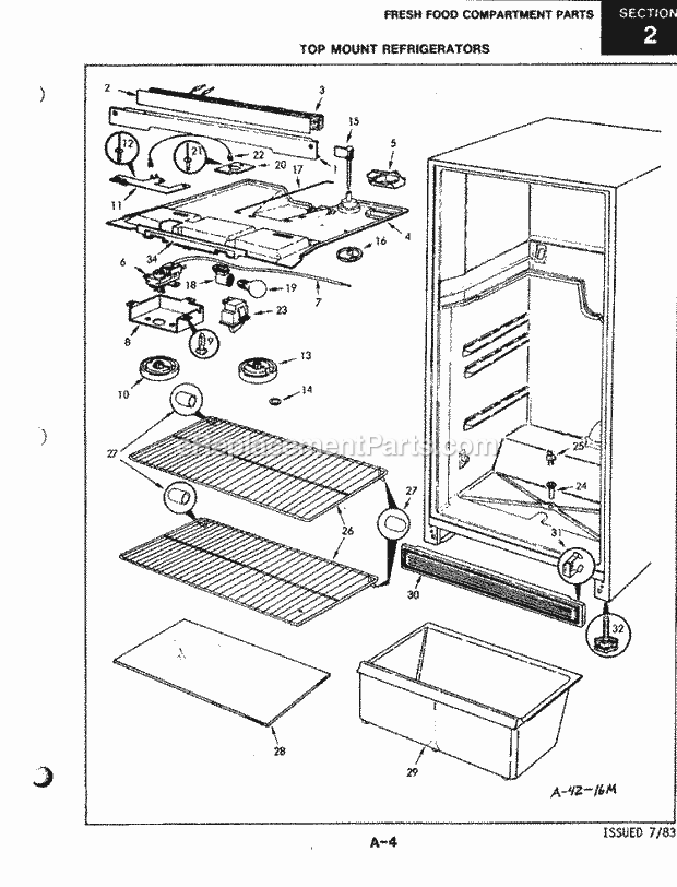 Maytag B15A-2RNTP (4D42A) Mfg Number 4d42a, Ref - Top Mount Fresh Food Compartment Diagram